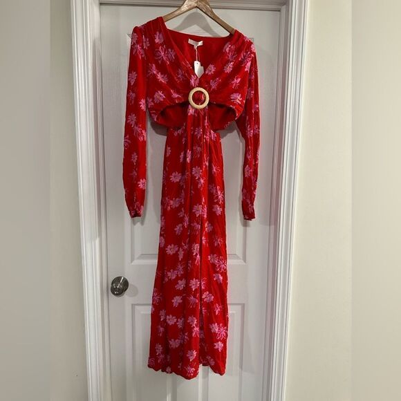 WAYF Floral Print Gauze Cutout Maxi Dress size small NWT - Picture 2 of 5